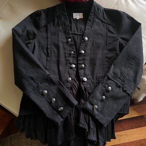 Jolt - Boho Fringed Black Waist length Jean-Style Jacket - Sz Sm.